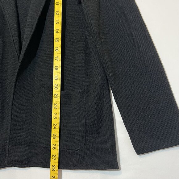 Talbots Wool Blend Knit Sweater Cardigan Women Petite Large Black Open Front - Picture 5 of 8